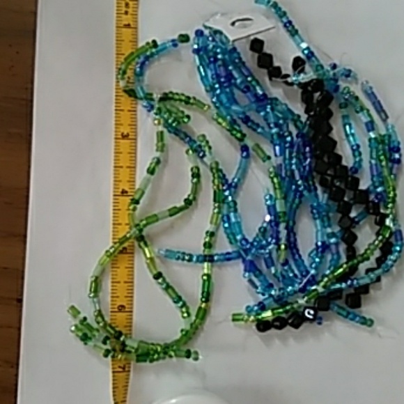 BLUE Green Black Beads Glass 7"strands - Picture 4 of 6